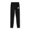 Black Luxe Leggings with White Floral Patch — Women's High-Waist Activewear