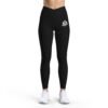 Black Luxe Leggings with White Floral Patch — Women's High-Waist Activewear